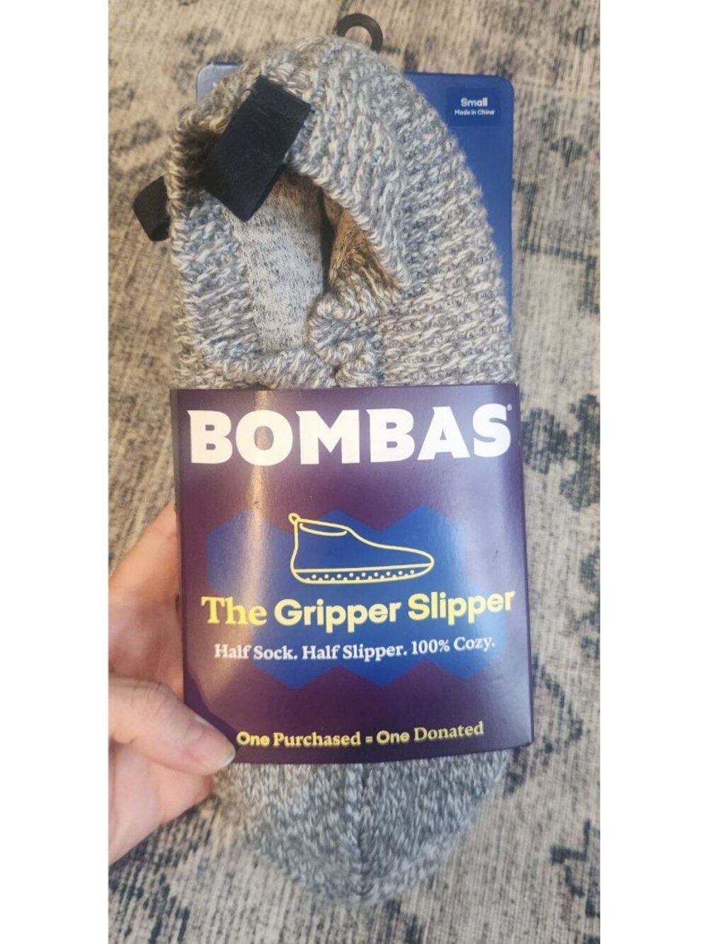 NWT Bombas Gripper Slippers Ladies Small Grey